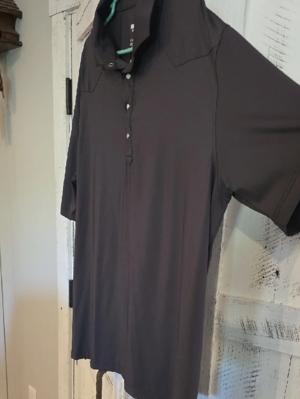 Iron Oak Western Pearl Snap Performance Grey Polo Shirt - Short Sleeve - Picture 4 of 6